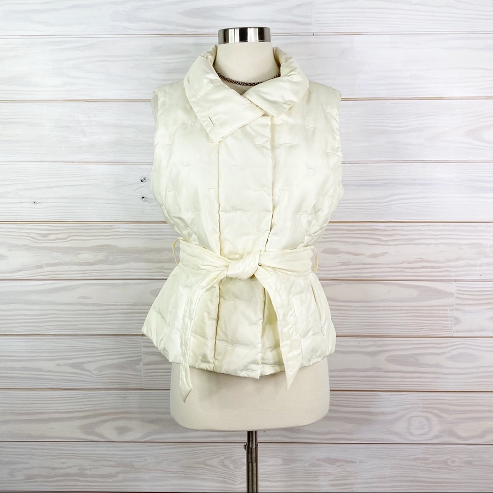 Talbots Quilted Puffer Vest Belt Down Jacket SP